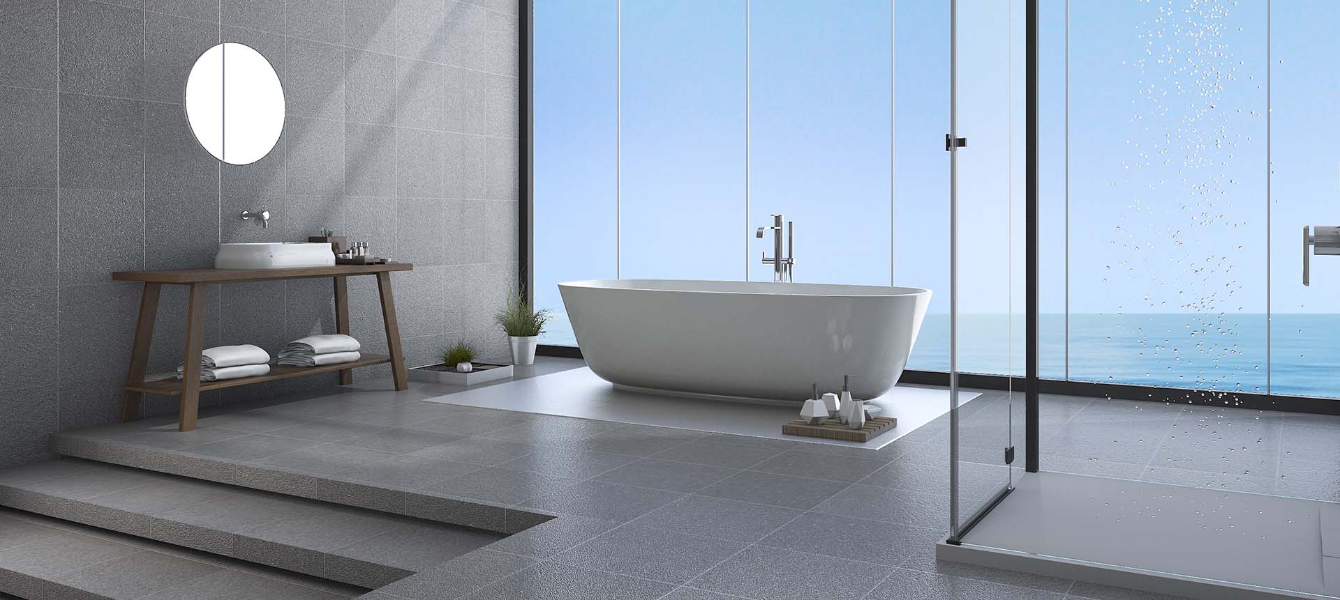 Salle de bain vitrée, vitrages sur-mesure